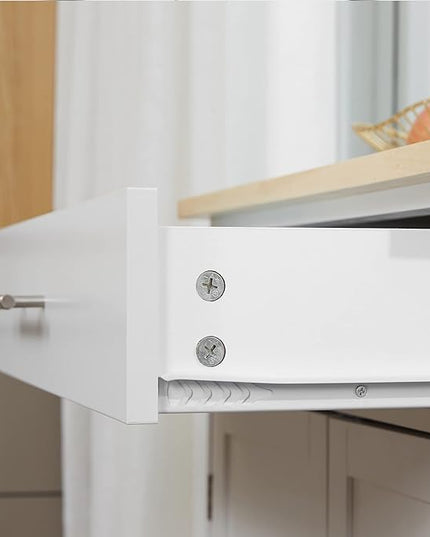 HOMCOM Kitchen Island Cart Rolling Trolley Cart with Drawer, Storage Cabinet & Towel Rack, White - LeafyLoom