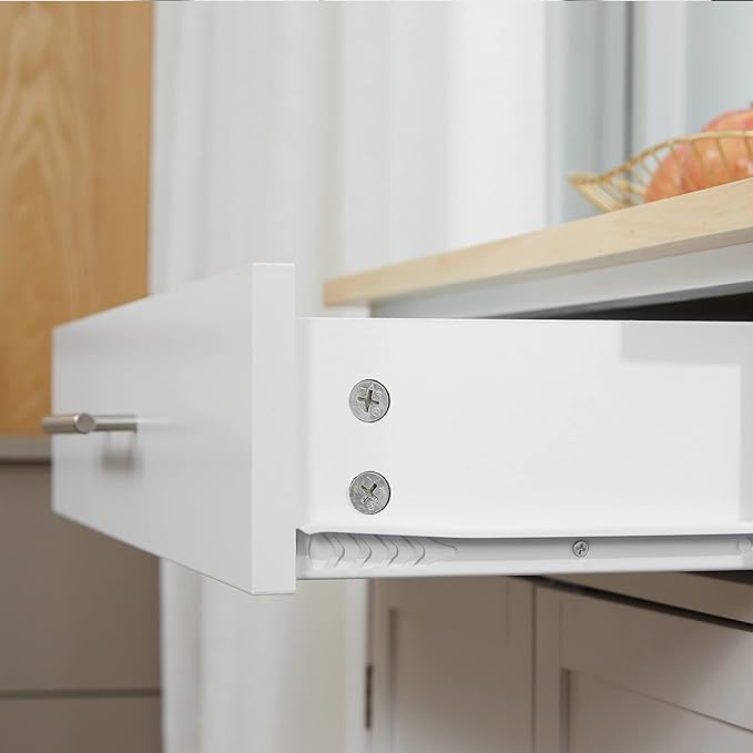 HOMCOM Kitchen Island Cart Rolling Trolley Cart with Drawer, Storage Cabinet & Towel Rack, White - LeafyLoom