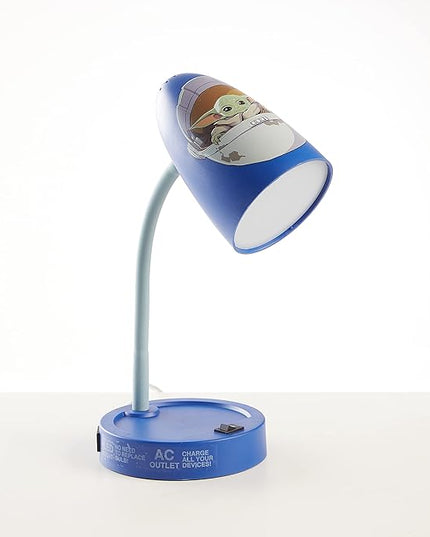 Idea Nuova Star Wars The Mandalorian Switch Operated LED Task Table and Desk Lamp with Charging Outlet - LeafyLoom