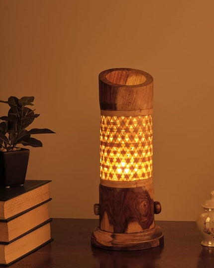 Bamboo and Wooden Table Lamp (Brown) Pack of 1 - LeafyLoom