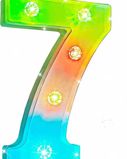 Glintee Decorative Led Light Up Number, Light Up Number Sign for Night Light Wedding Birthday Party Christmas Home Bar Decoration Number-(Number 7) - LeafyLoom