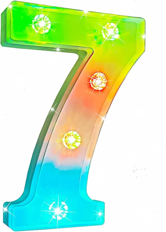 Glintee Decorative Led Light Up Number, Light Up Number Sign for Night Light Wedding Birthday Party Christmas Home Bar Decoration Number-(Number 7) - LeafyLoom