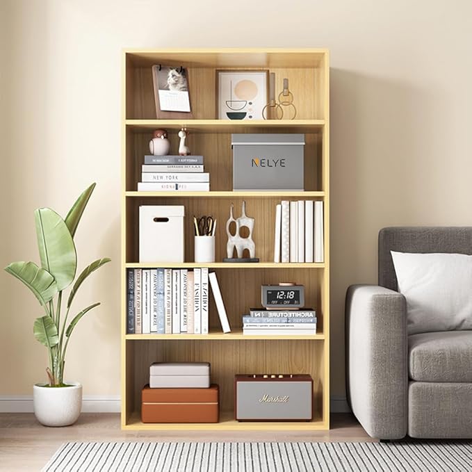 Basic Open Shelf Bookcase - 4-Tier Wooden Cube Storage Shelves Split Bookshelf, White - LeafyLoom