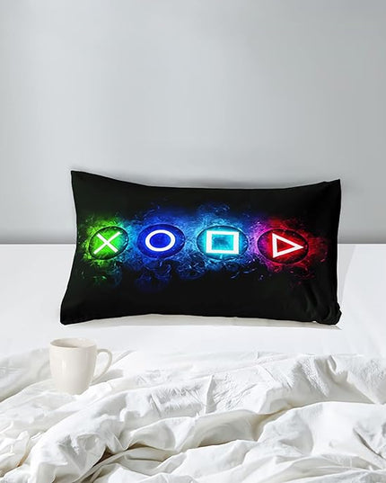 Gamer Comforter Sets for Boys, Twin Gaming Bedding Sets for Boys, Black Video Game Gamepad Twin Bed Sets for Boys Kids Bedroom Home Decor, 1 Comforter and 1 Pillowcase - LeafyLoom