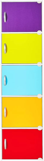HODEDAH IMPORT Bookcase, Rainbow, 5 Door - LeafyLoom