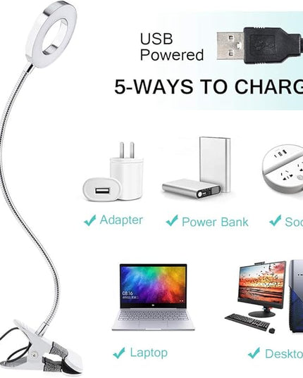 JimKing Ring Light, Tattoo Light Desk Lamp, LED Book Light with Clip, USB Bed Lamp for Live Show, Reading, Tattoo, Make Up, Manicure - LeafyLoom