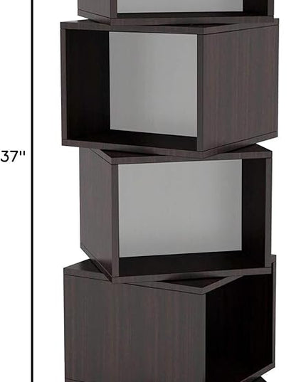 Atlantic 4 Tier Rotating Cube Espresso - LeafyLoom