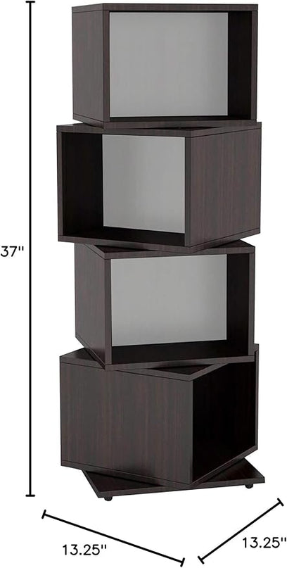 Atlantic 4 Tier Rotating Cube Espresso - LeafyLoom