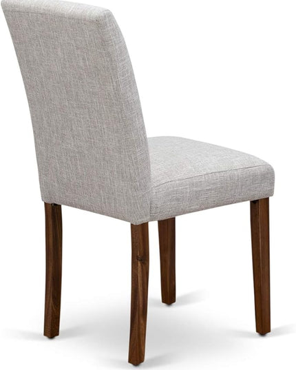 East West Furniture I3AB5-N35 Irving 5 Piece Room Set Includes a Round Dining Table with Pedestal and 4 Doeskin Linen Fabric Upholstered Parson Chairs, 48x48 Inch - LeafyLoom