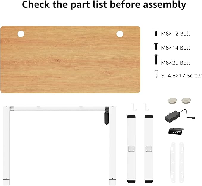 MOUNTUP Height Adjustable Electric Standing Desk Whole-Piece, 48 x 24 Inches Quick Assembly Sit Stand Desk, Stand Up Desk with Memory Controller, Ergonomic Desk, Oak - LeafyLoom