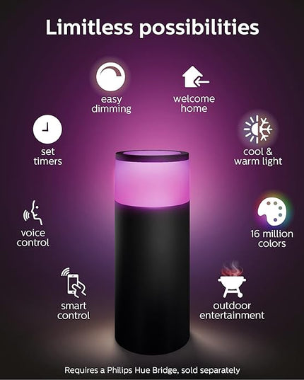 Philips Hue Calla Outdoor Smart Pathway Light - White & Color Ambiance LED Walkway Lights - Low Voltage Lighting - 1 Pack - Requires Bridge and Power Supply - Control with App and Voice - Weatherproof PhilipsHue