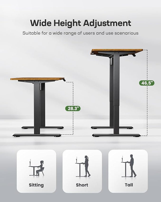 Marsail Electric Standing Desk Adjustable Height, 55 * 24 Inch Sit Stand up Desk for Home Office Furniture Computer Desk with 3 Memory Presets, Headphone Hook, Rustic Brown - LeafyLoom