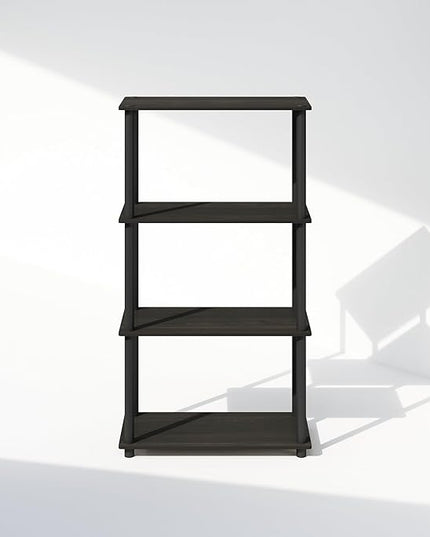 Furinno Turn-N-Tube 4-Tier Multipurpose Shelf Display Rack, Shelving Unit, Bookcase, Espresso/Black - LeafyLoom