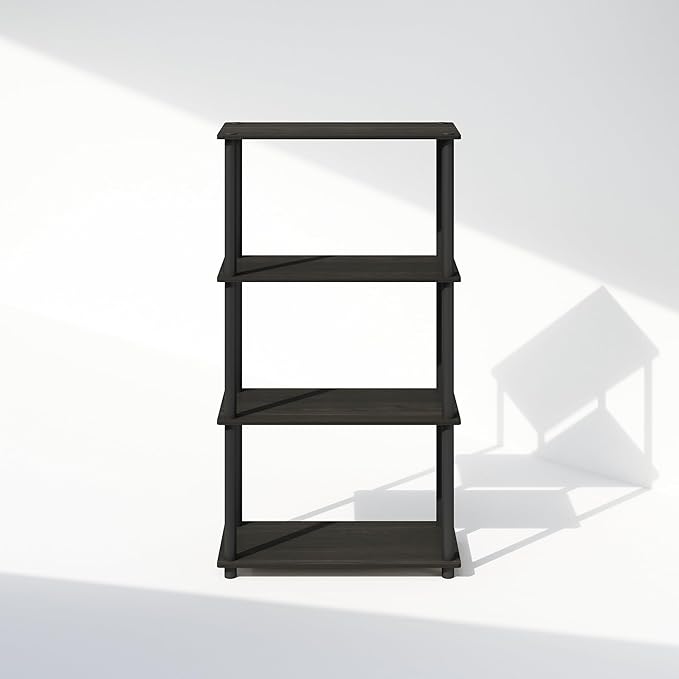 Furinno Turn-N-Tube 4-Tier Multipurpose Shelf Display Rack, Shelving Unit, Bookcase, Espresso/Black - LeafyLoom