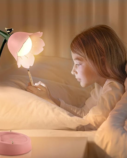 Himmel Flower Desk Lamp, Dimmable LED Kid Desk Lamp with 3 Colour Temperatures, Cordless Rechargeable Desk Lamp with Touch Sensor and Flexible Arm, USB Bedside Lamp for Reading, Learning - LeafyLoom