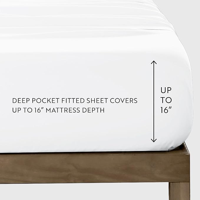 Linen Market Bed Sheets for Queen Size Bed (White) - Sleep Better Than Ever with These Soft and Cooling Queen Sheets - Deep Pocket Fits 16" Thick Beds - 4 Piece Queen Sheet Set - LeafyLoom