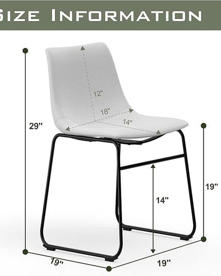 NicBex Retro Side Chair Dining Chair with Metal Legs for Kitchen, Living, Dining Room, Set of 2, (White Color) (A-GE17016-USSU014) - LeafyLoom