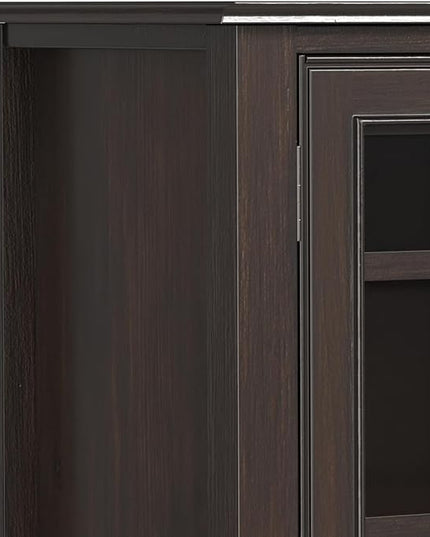 SIMPLIHOME Connaught SOLID WOOD 60 inch Wide Traditional Wide Storage Cabinet in Chestnut Brown for The Living Room, Entryway and Family Room - LeafyLoom