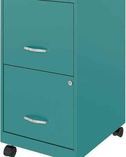 LYS SOHO File/File Mobile Cabinet, Teal - LeafyLoom