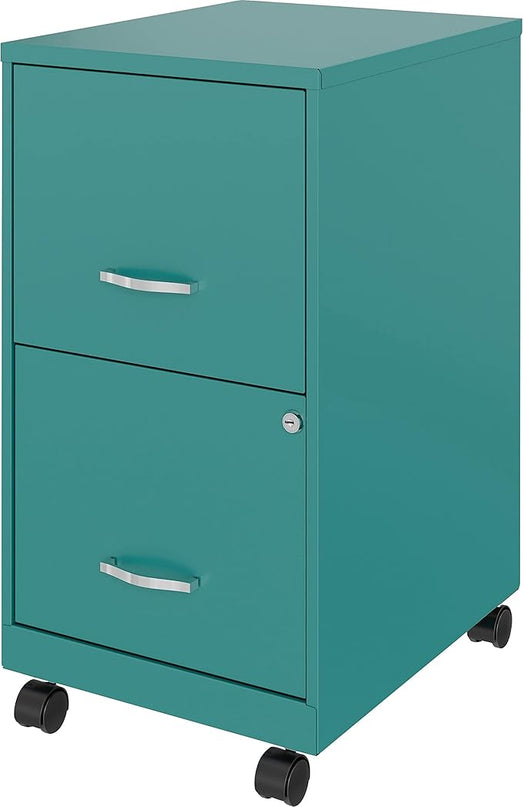 LYS SOHO File/File Mobile Cabinet, Teal - LeafyLoom