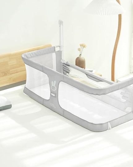 SISTINE Baby Bedside Crib, 3 in 1 Baby Bassinet, Baby bedside bassinet, Safe bedside bassinet,Crib Safe Sleeping Together，Infant/Baby Boy/Baby Girl/Crib Side Bassinet (Gray) - LeafyLoom