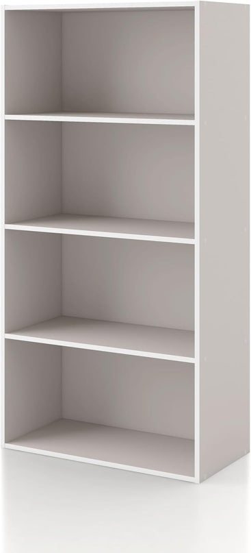 Apexa 4-Tier Cube Storage Organizer Shelves, Stackable Wood Bookcase Fits Cubby Bins for Organization, Dorm Teen Room Decor & Home Office, Greige - LeafyLoom