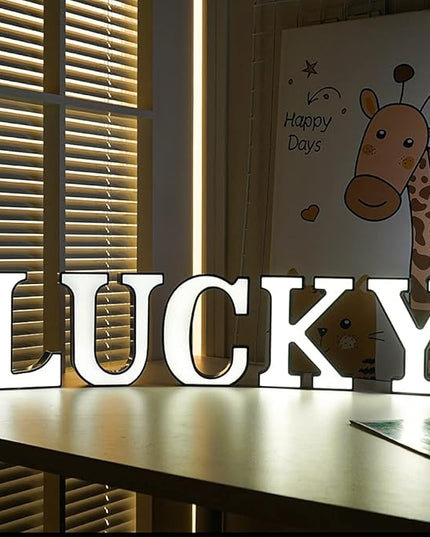 LED Marquee Letter Lights-DIY Marquee Lights up Letter Signs, Dual DC Interface Upgrade Multi-Letter Connection, 26 Alphabet Signs for Wedding, Birthday, Party， Bar Decoration (W) - LeafyLoom