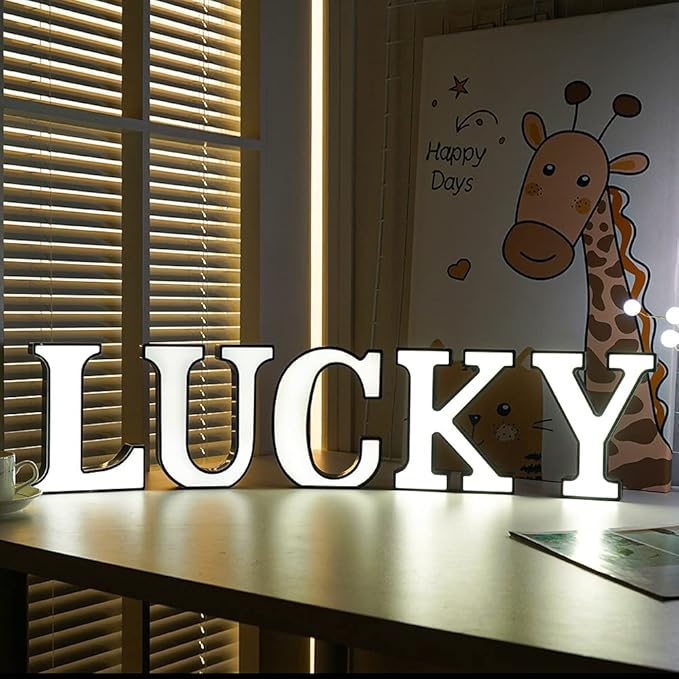 LED Marquee Letter Lights-DIY Marquee Lights up Letter Signs, Dual DC Interface Upgrade Multi-Letter Connection, 26 Alphabet Signs for Wedding, Birthday, Party， Bar Decoration (W) - LeafyLoom