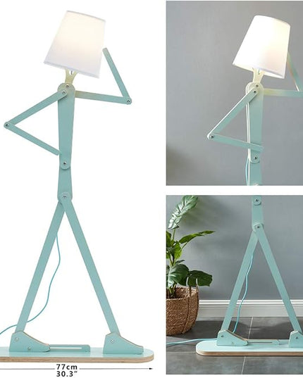 Cool Tall Decorative Floor Lamp Unique Aqua Blue Color Standing Adjustable Corner Reading Wood Lights for Living Room Kids Bedroom Office - LED Bulb Included (Green) - LeafyLoom