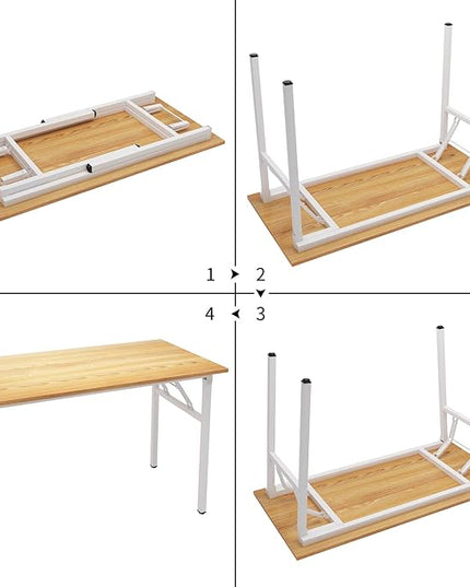 Need Office Computer Desk - 47.2L Sturdy and Heavy Duty Folding Laptop Table,Writing Table/Home Office Desk/Sewing Table,No Assembly Required,Teak&White AC5BW-120-ND - LeafyLoom