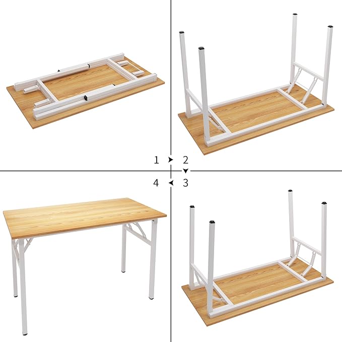 Need Office Computer Desk - 47.2L Sturdy and Heavy Duty Folding Laptop Table,Writing Table/Home Office Desk/Sewing Table,No Assembly Required,Teak&White AC5BW-120-ND - LeafyLoom