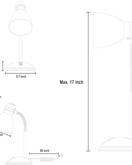 Desk Lamp with Flexible Gooseneck, Metal Table Lamp with 4W LED Bulb, Adjustable Eye-Care Reading Lamp for Bedside Reading, Studying, Computer and Hobbies (Sand Black) - LeafyLoom