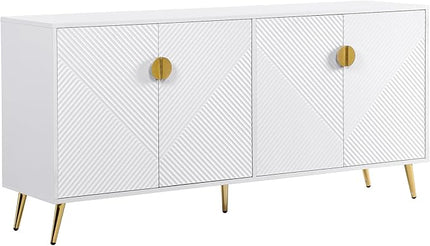 Merax TV Stand for 60+ Inch Television with Large Storage, Modern Entertainment Center for Living Room, Bedroom Media Console Table Cabinet Furniture, 63" Long, White - LeafyLoom