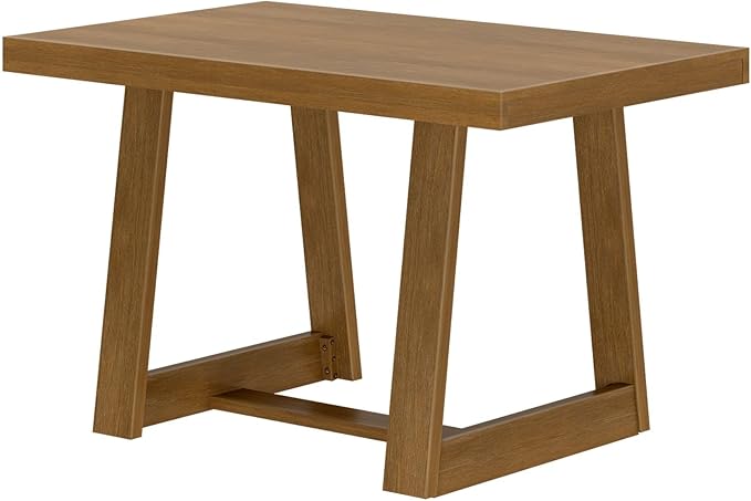 Plank+Beam 48 Inch Farmhouse Dining Table, Rustic Solid Wood Kitchen Table, Dinner Table for Dining Room, Home Office Furniture, Pecan Wirebrush - LeafyLoom
