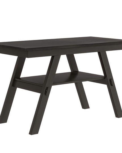 6-Piece Wood Counter Height Dining Table Set with Storage Shelf, Bench and 4 Chairs, for Kitchen, Living Room, Rustic Style, Espresso, 60" L x 30" W x 36" H - LeafyLoom