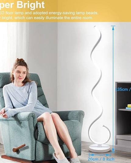 Spiral LED Floor Lamp, 40W Dimmable Floor Lamps for Living Room with Remote Control, Stepless Adjustable Colors & Brightness Standing Lamp Reading Corner Floor Lamp for Bedroom, Office -White - LeafyLoom