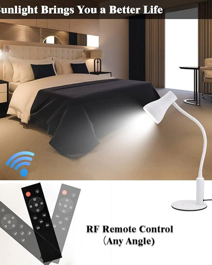 LED Desk Lamp, 3 Lighting Modes and 6 Brightness Levels, 10W Flexible Gooseneck Table Lamp for Living Room and Study, Remote Control with Timing Function, AC Adapter Included (White) - LeafyLoom