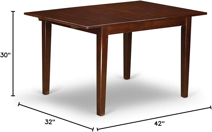 East West Furniture Norfolk Rectangular Table with 12" Butterfly Leaf -Mahogany Finish. - LeafyLoom