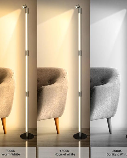 Modern LED Floor Lamp, with Top Reading Light, Bright Minimalist Dimmable 3 Color Temperatures, Remote Control, Standing Floor Lamp for Living Room, Bedroom, Home Office - LeafyLoom