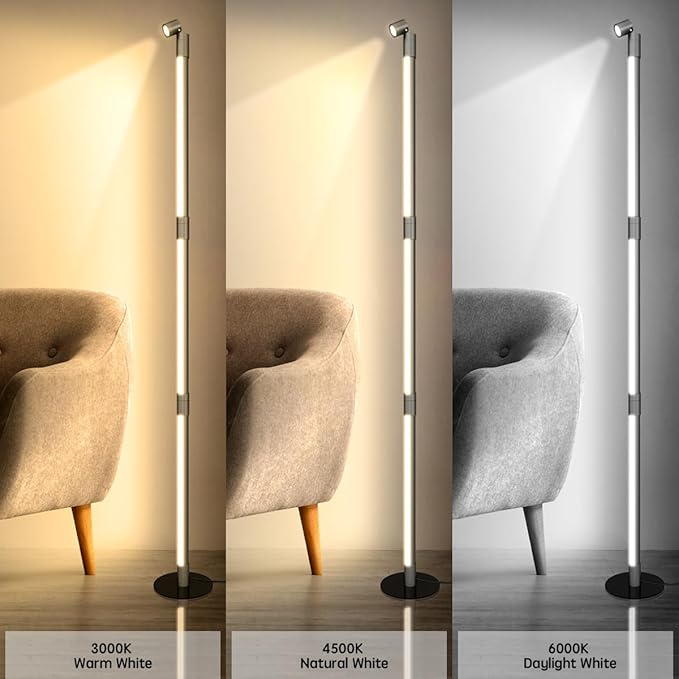 Modern LED Floor Lamp, with Top Reading Light, Bright Minimalist Dimmable 3 Color Temperatures, Remote Control, Standing Floor Lamp for Living Room, Bedroom, Home Office - LeafyLoom