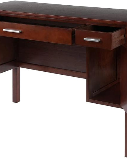 Winsome Wood Emmett Writing Desk, Walnut - LeafyLoom