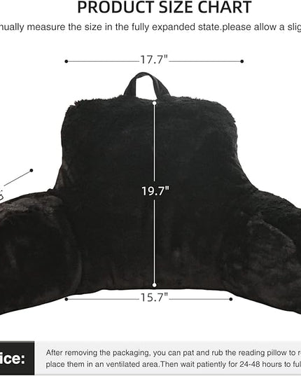 Aimuan Reading Pillow Bed Rest Wedge Large Adult Backrest Pillow with Arms Back Support for Sitting Up in Bed Cushion Incline Rest Sleeping Snoring Pillow, Black Large - LeafyLoom