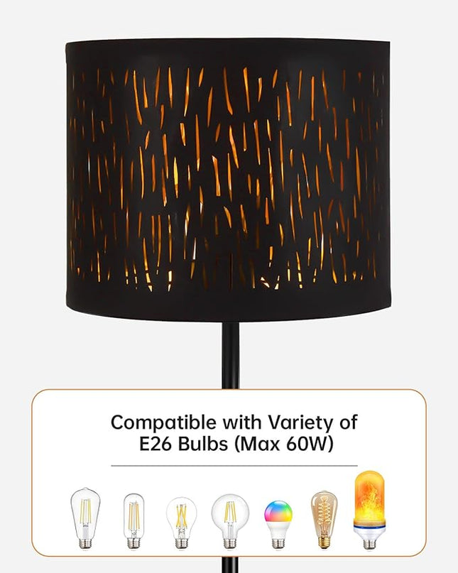 BoostArea Floor Lamp, Standing Lamp, 6W LED Floor Lamps with Black Lampshade, 2700K, Foot Switch, E26 Socket, 58" Tall Metal Pole Lamp, Simple Floor Lamps for Living Room/Bedroom/Farmhouse, Forest - LeafyLoom