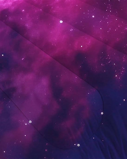 Galaxy Comforter Sets Queen Size Purple Outer Space Bedding Set for Teen Girls Boys Kids Children Bedroom Dorm Quilt 1 Comforter + 2 Pillow Cases - LeafyLoom