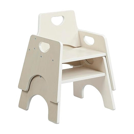 ECR4Kids Stackable Wooden Toddler Chair, 8in, Kids Furniture, White Wash, 2-Pack - LeafyLoom
