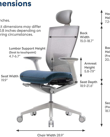 SIDIZ T50 Ergonomic Office Chair : High Performance Home Office Chair with Adjustable Headrest, Lumbar Support, 3D Armrest, Seat Depth, Mesh Back Computer Chair, Alternative Gaming Chair (Blue) - LeafyLoom