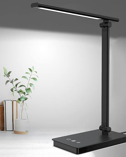 LED Desk Lamp for Home Office, Desk light Dimmable Eye-caring Reading with 5 Lighting & 5 Brightness Level, Table Light Touch Control Foldable Table Lamp for Bedside Office Study Reading Work - LeafyLoom