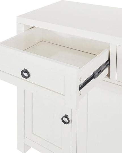 59.1" Retro Style Large Storage Space Sideboard with Flip Door and 1 Drawer,Multifunctional Buffet, w/ 4 Height-Adjustable Cabinets,for Dining, Living Room,Antique White - LeafyLoom
