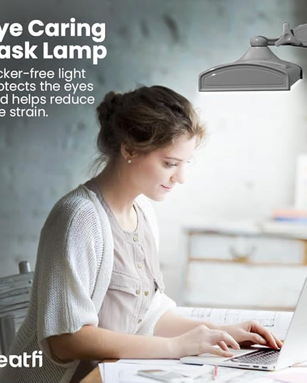 Neatfi Ultra 3,500 Lumen LED Desk Lamp, 45W, 26-Inch Wide Metal Shade, 270 SMD LEDs (Non-CCT with Clamp, Silver) - LeafyLoom