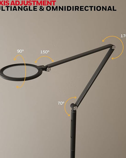 Honeywell LED Floor Lamp - F01BK Sunturalux™ Eye Caring Dimmable Standing Light with Remote,Bright Natural Daylight 5 Colors & 5 Brightness Adjustable Tall Lampara for Home Office Living Room Bedroom - LeafyLoom